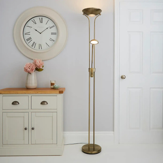 Father & Child Uplighter Floor Lamp - Brass