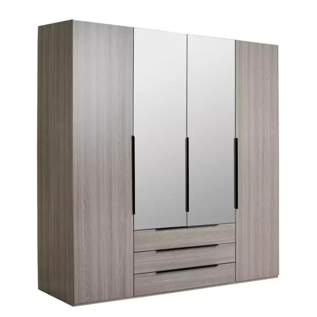 Hallingford 4 Door 3 Drawer Wardrobe - Grey & Oak (B Grade) Hallingford 4 Door 3 Drawer Wardrobe - Grey & Oak (B Grade)