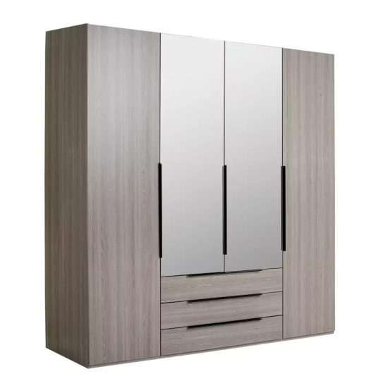 Hallingford 4 Door 3 Drawer Wardrobe - Grey & Oak (B Grade)