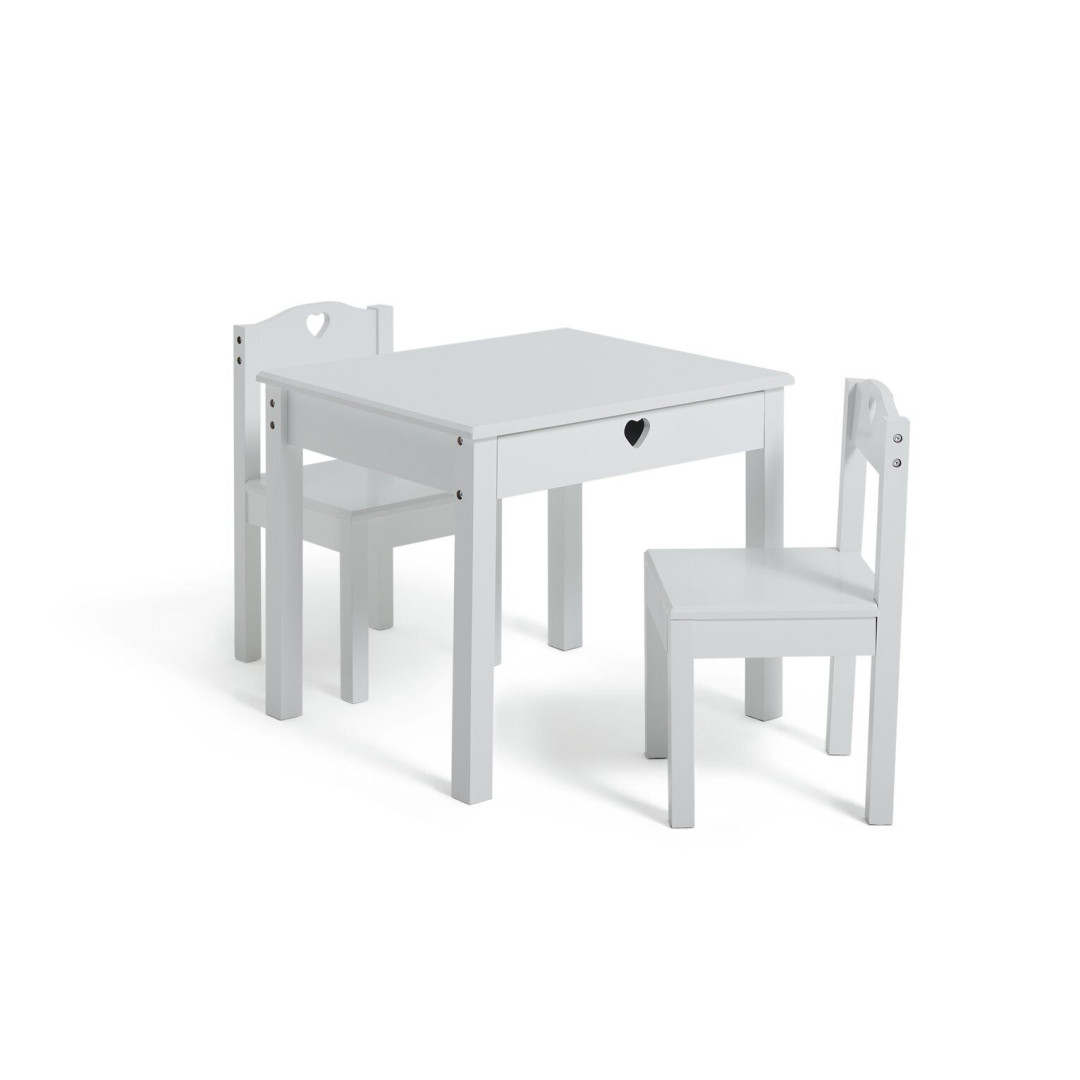 Mia Kids Table & 2 Chairs - White