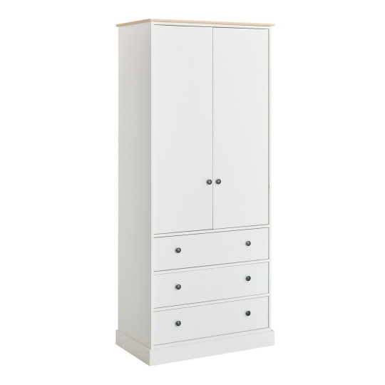 Home Kensington 2 Door 3 Drawer Wardrobe - Ivory | Elegant Bedroom Furniture