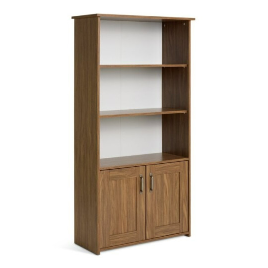 Home Ohio 2 Door Bookcase - Walnut | Tall Bookcase with Cupboard