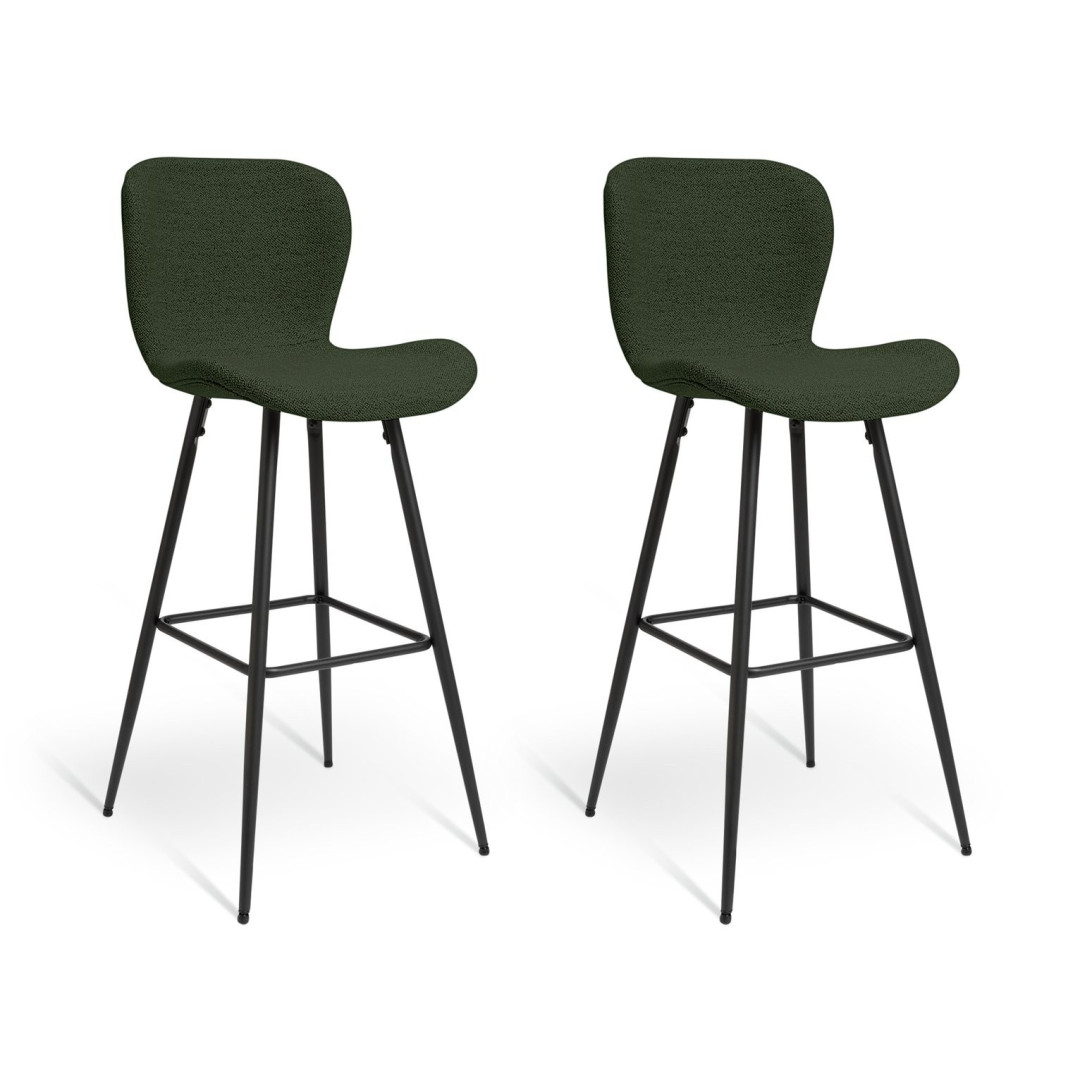 Etta Pair of Fabric Bar Stools - Green | Counter Stools Pair Etta Pair of Fabric Bar Stools - Green | Counter Stools Pair