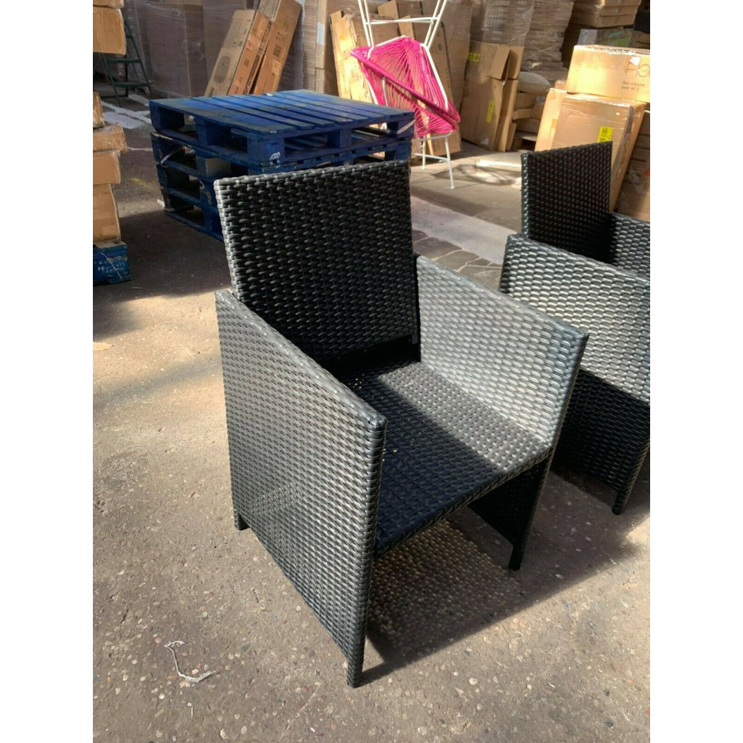  Cube Rattan Effect Garden Chairs - Black x2