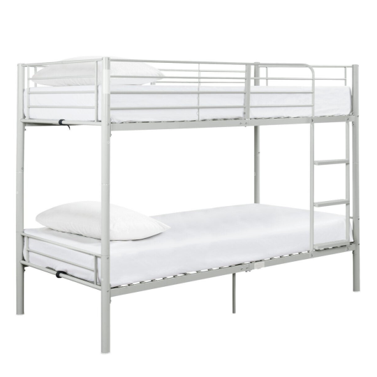 Mason Single Bunk Bed For Kids / Adults/Teenager -Silver x2 Memory Foam Mattress