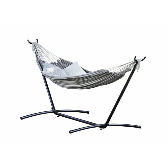 Metal Hammock - White & Grey Stripe