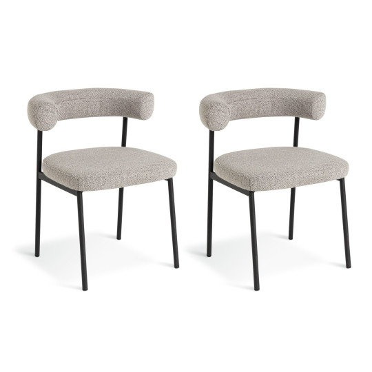 Oakie Pair of Fabric Dining Chair - Grey | Soft Upholstered Comfort