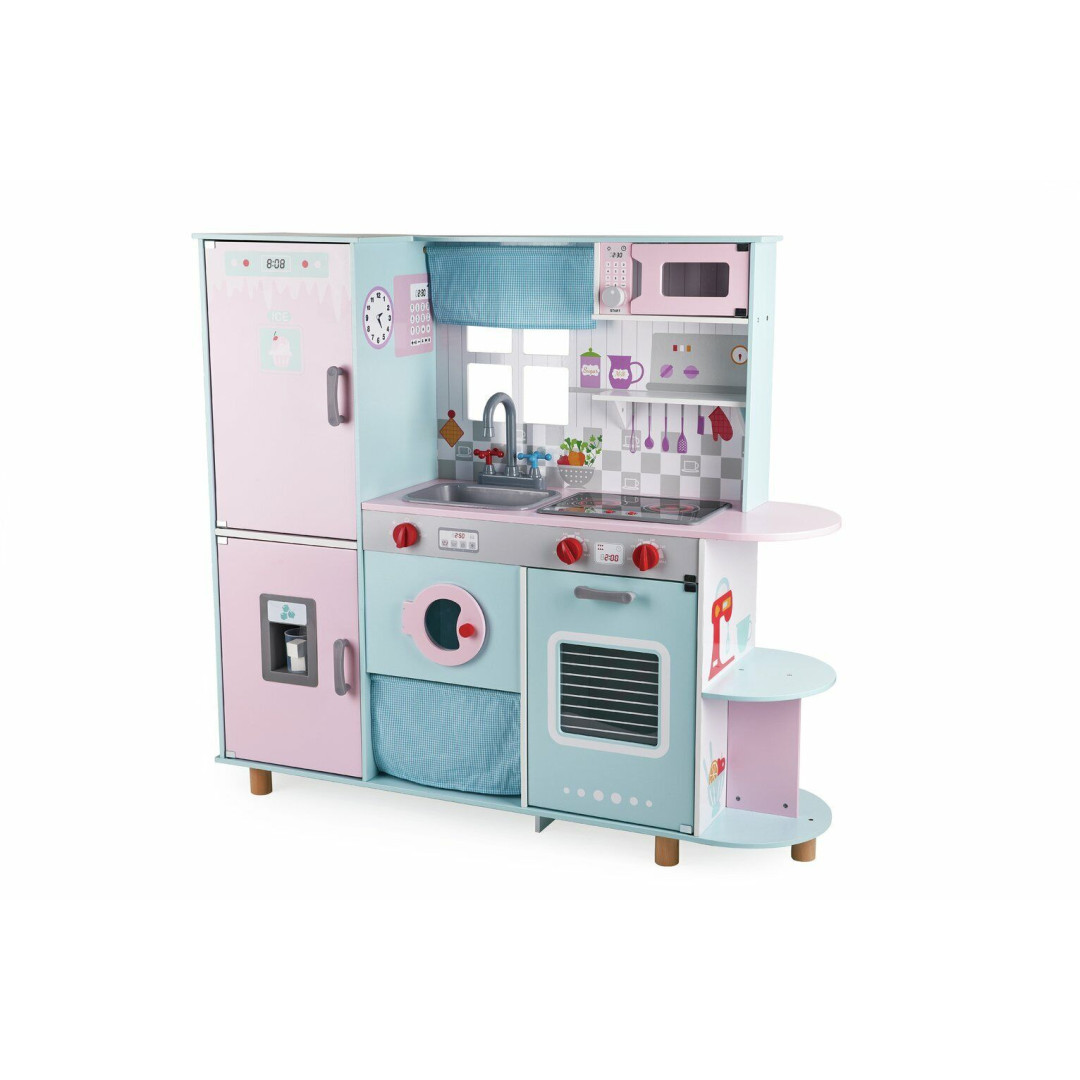 Chad Valley Wooden Deluxe Pink and Blue Kitchen