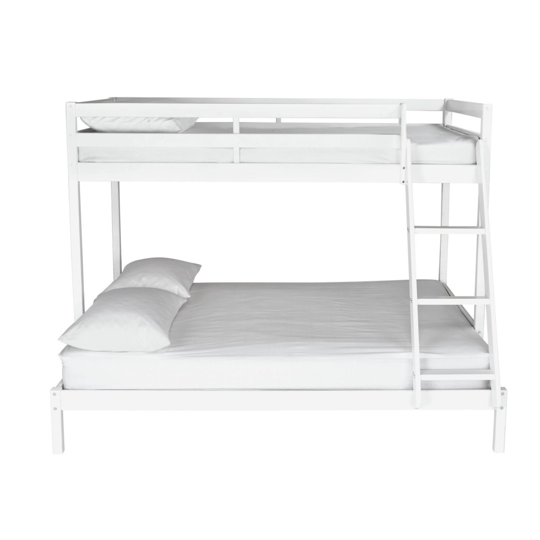 Home Kaycie Triple Bunk Bed Frame - White | Multi Level Sleeping Setup Home Kaycie Triple Bunk Bed Frame - White | Multi Level Sleeping Setup