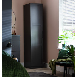 Munich Panelled 1 Door Wardrobe - Anthracite | Tall Slim Storage Cabinet Munich Panelled 1 Door Wardrobe - Anthracite | Tall Slim Storage Cabinet