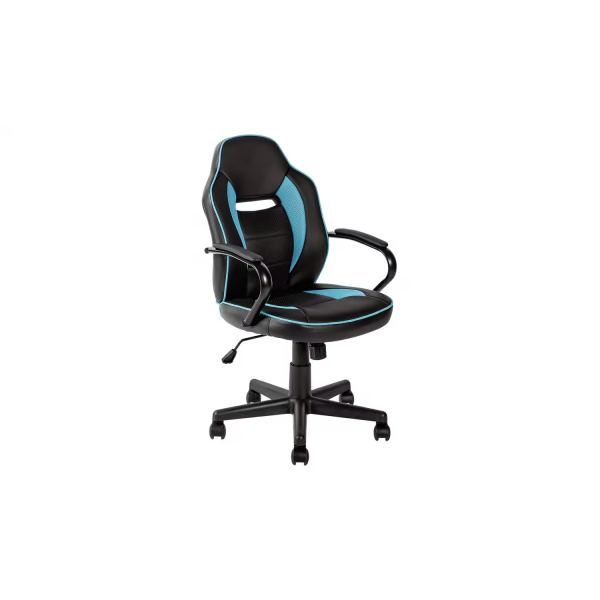 Faux Leather Mid Back Gaming Chair - Blue & Black