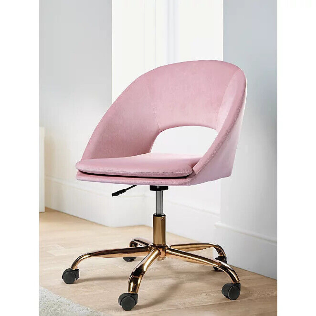 Pink Velvet Office Chair
