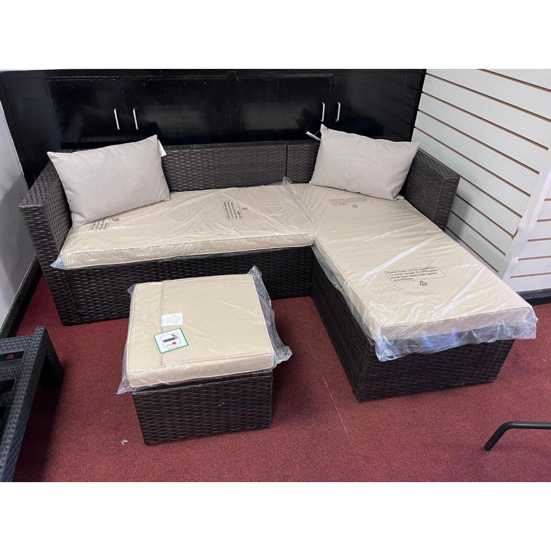 Mini Corner Sofa Set with Storage - Brown (missing 3 back cussions)  SAS