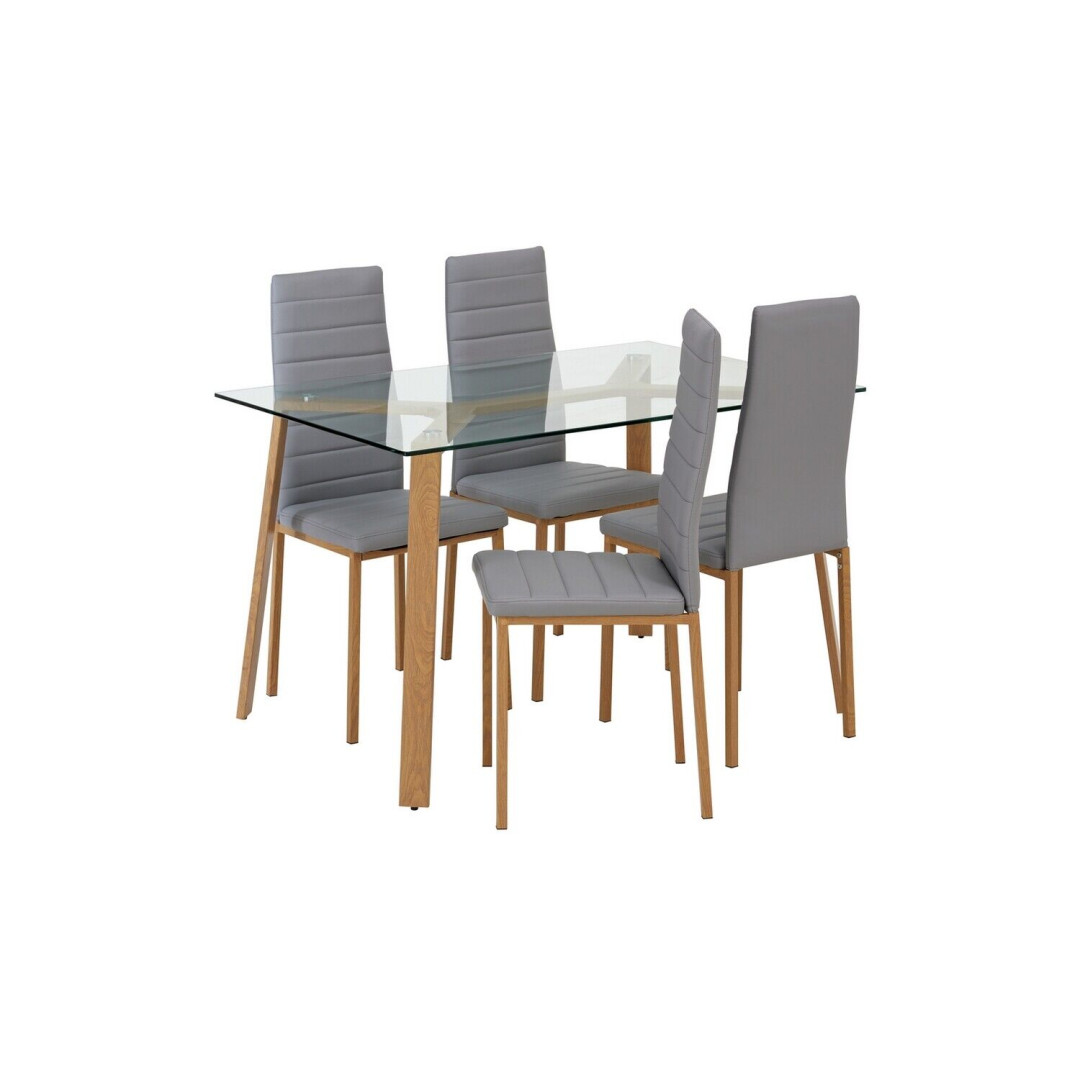 Helena Glass Dining  4 Grey Chairs ( ONLY 4 CHAIRS)