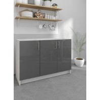 Kitchen Base Sink Unit 1200mm Storage Cabinet With Doors 120cm - Dark Grey Gloss