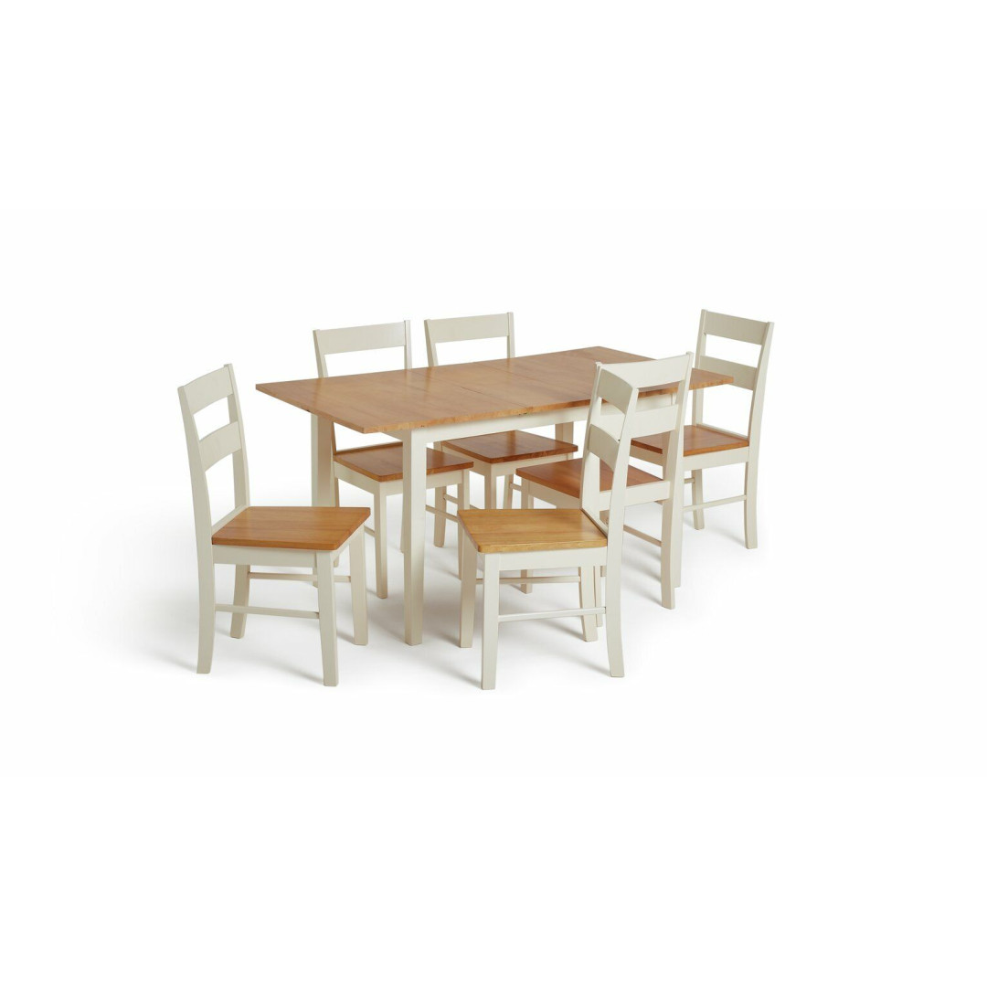 Chicago Solid Wood Extending Table & 6 Chairs Two tone
