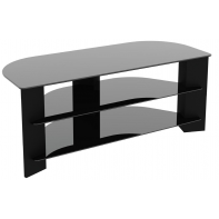 AVF Corner TV Stand With Storage in Black - Up to 55 Inch TV Unit Glass - 110cm
