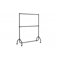 Heavy Duty 2 Tier Wheeled Clothes Rail - Black