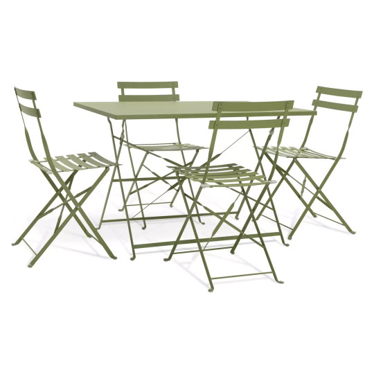 Eve 4 Seater Folding Metal Patio Set - Light Green