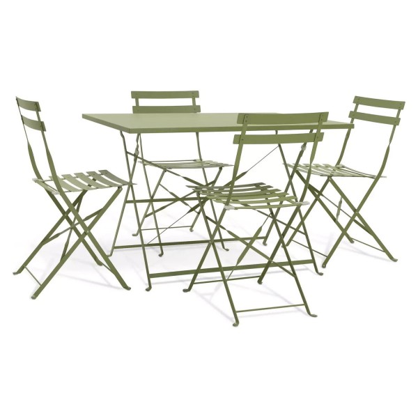 Eve 4 Seater Folding Metal Patio Set - Light Green ( B Grade 16025 - 16022 )