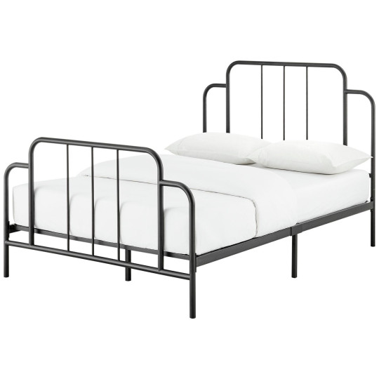 Jacques Double Metal Bed Frame Black | Sturdy Bedroom Furniture with Mattress