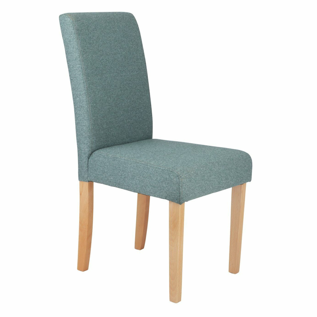Pair of Tweed Mid Back Dining Chairs - Teal