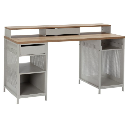 Modular 1 Drawer Gaming Desk - Oak Effect & Grey ( B Grade 27317-27323 -27324)