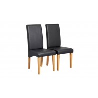 Pair of Skirted Dining Chairs - Black