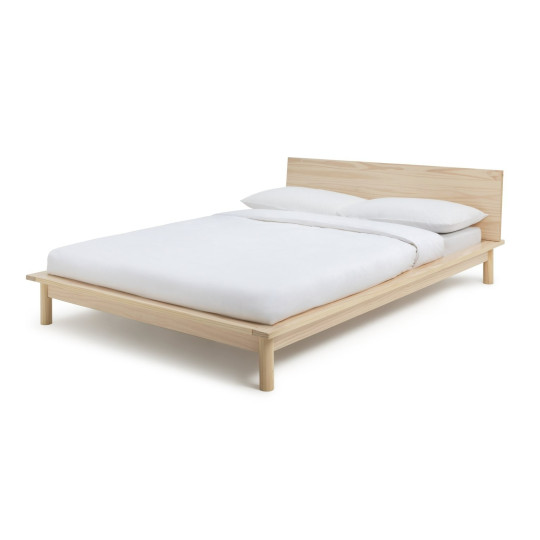 Akio Small Double Wooden Platform Bed Frame- Natural | Japanese style bed frame